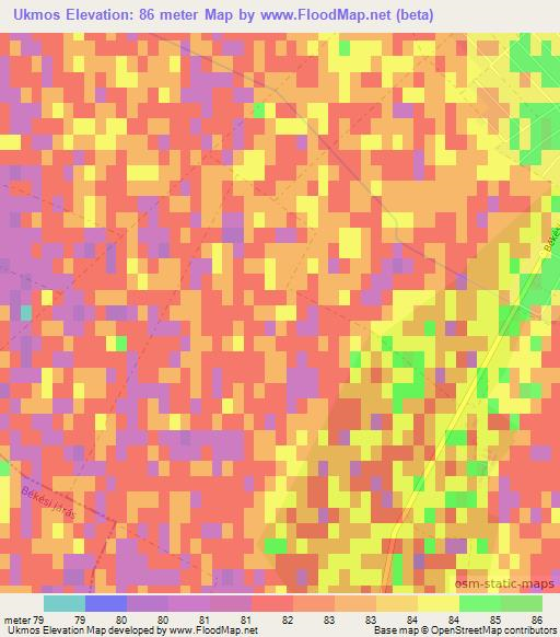 Ukmos,Hungary Elevation Map