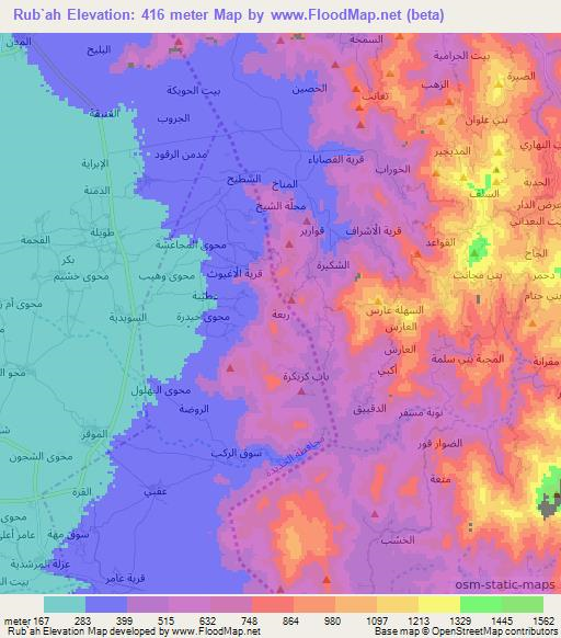 Rub`ah,Yemen Elevation Map