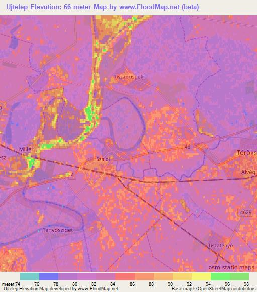Ujtelep,Hungary Elevation Map