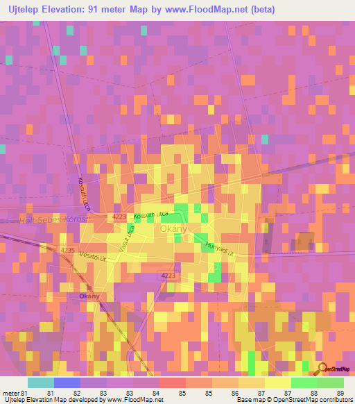 Ujtelep,Hungary Elevation Map