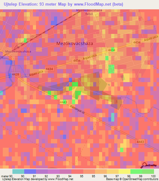 Ujtelep,Hungary Elevation Map