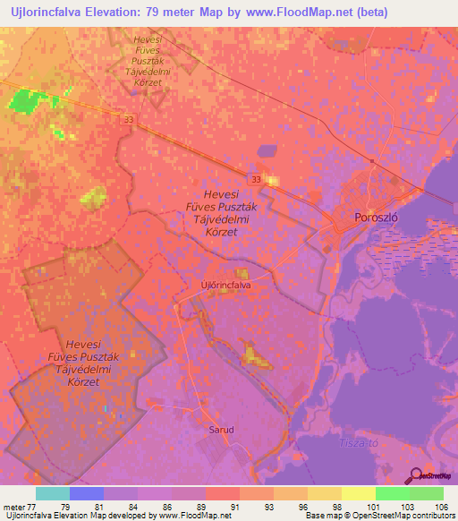 Ujlorincfalva,Hungary Elevation Map