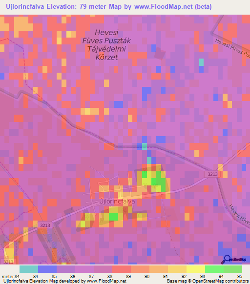 Ujlorincfalva,Hungary Elevation Map
