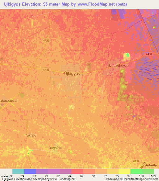 Ujkigyos,Hungary Elevation Map