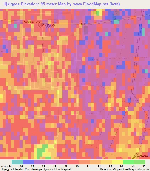 Ujkigyos,Hungary Elevation Map