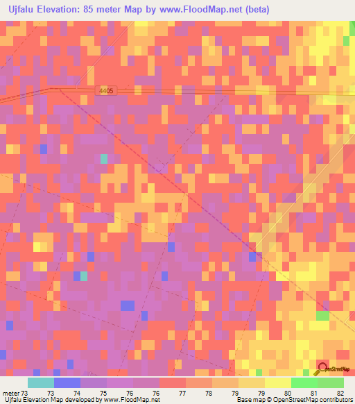 Ujfalu,Hungary Elevation Map