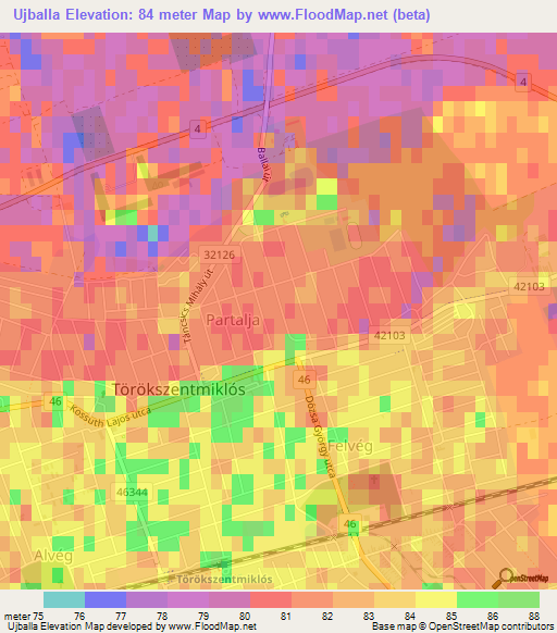 Ujballa,Hungary Elevation Map
