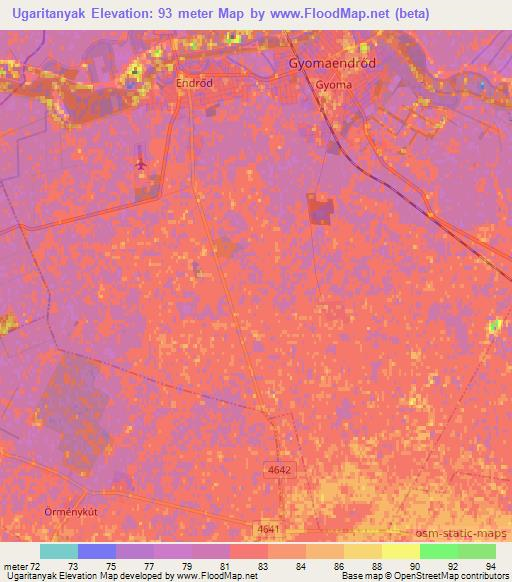 Ugaritanyak,Hungary Elevation Map