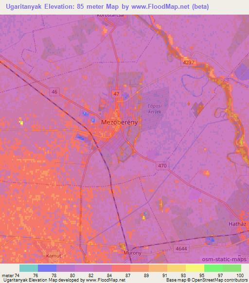 Ugaritanyak,Hungary Elevation Map