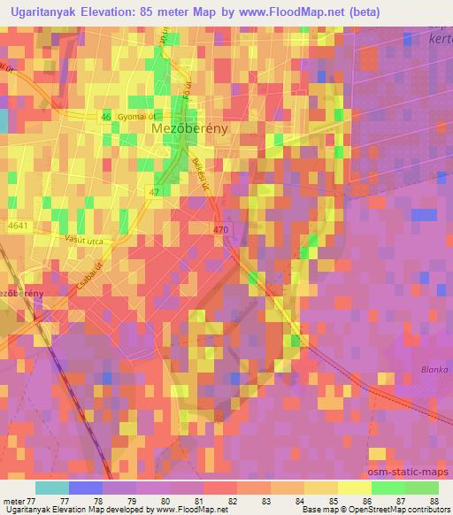 Ugaritanyak,Hungary Elevation Map