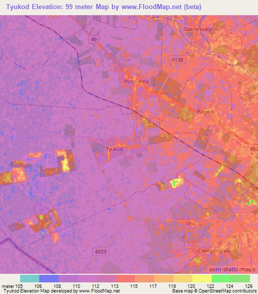 Tyukod,Hungary Elevation Map
