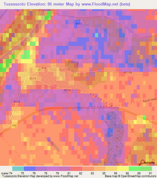 Tuzesszolo,Hungary Elevation Map