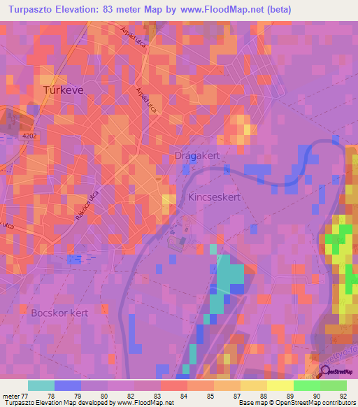 Turpaszto,Hungary Elevation Map