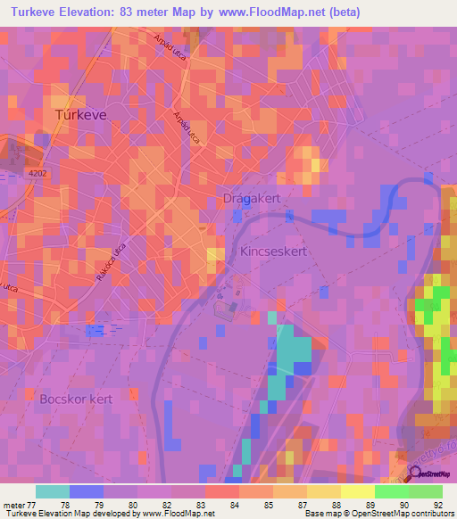 Turkeve,Hungary Elevation Map