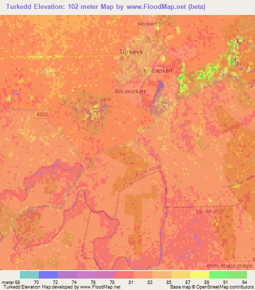 Turkedd,Hungary Elevation Map