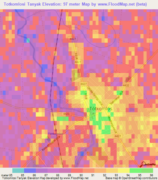 Totkomlosi Tanyak,Hungary Elevation Map