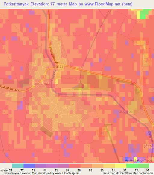 Totkeritanyak,Hungary Elevation Map