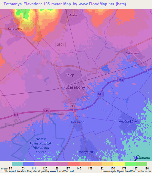 Tothtanya,Hungary Elevation Map
