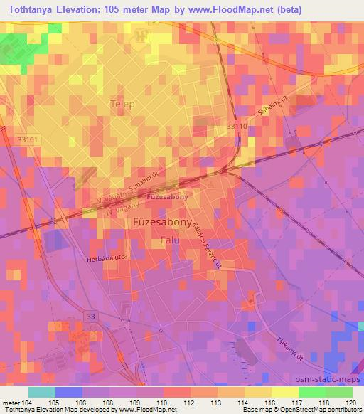Tothtanya,Hungary Elevation Map