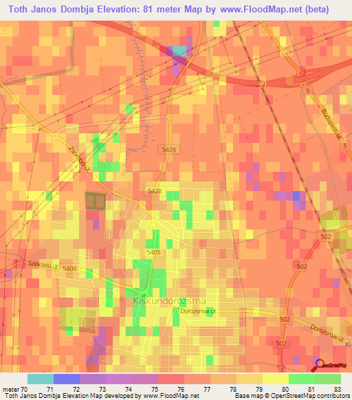 Toth Janos Dombja,Hungary Elevation Map