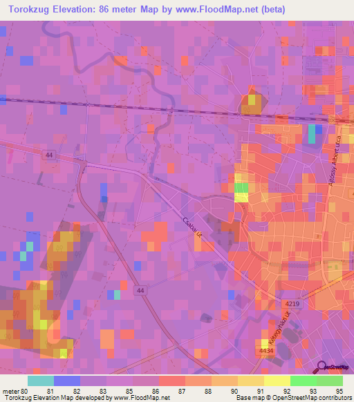 Torokzug,Hungary Elevation Map