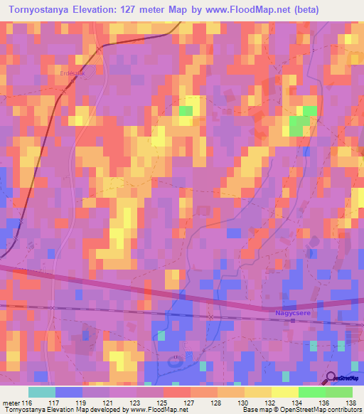 Tornyostanya,Hungary Elevation Map