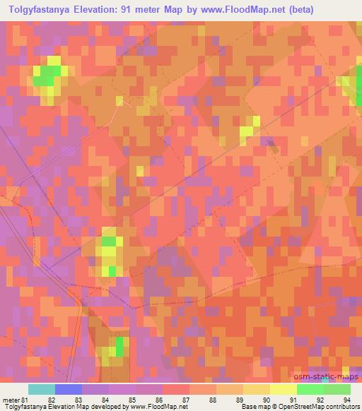 Tolgyfastanya,Hungary Elevation Map