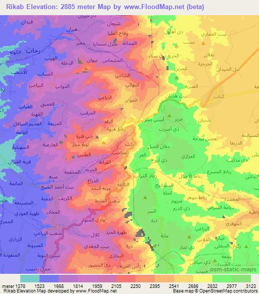 Rikab,Yemen Elevation Map