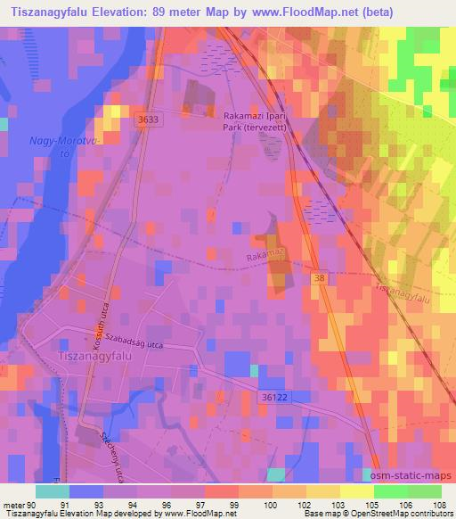 Tiszanagyfalu,Hungary Elevation Map