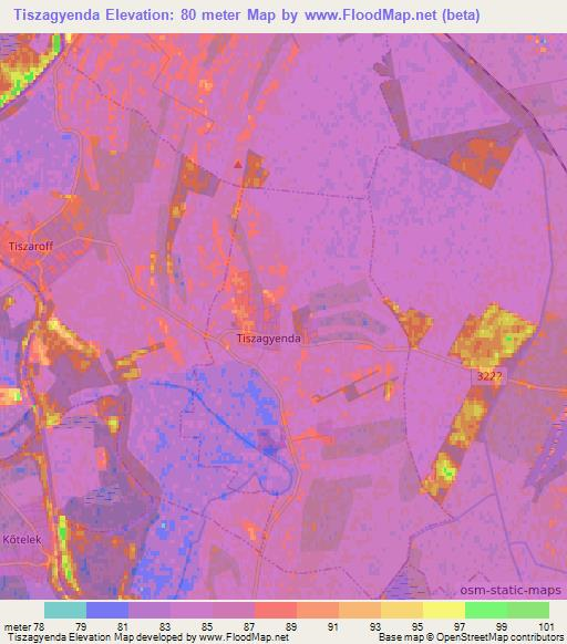 Tiszagyenda,Hungary Elevation Map