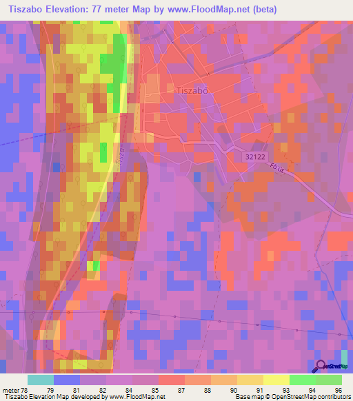 Tiszabo,Hungary Elevation Map