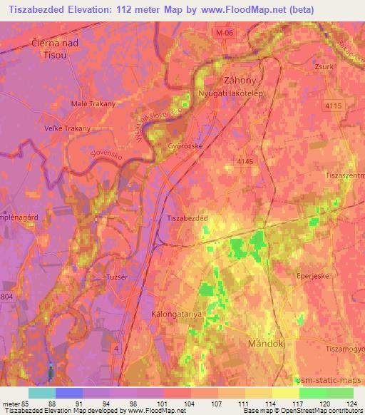 Tiszabezded,Hungary Elevation Map