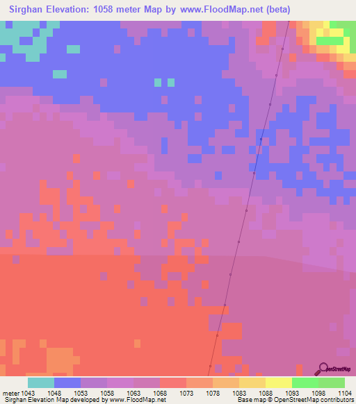 Sirghan,Iran Elevation Map