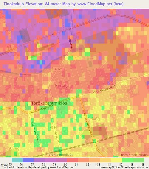 Tinokadulo,Hungary Elevation Map