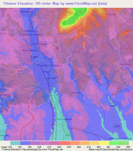 Tihamer,Hungary Elevation Map