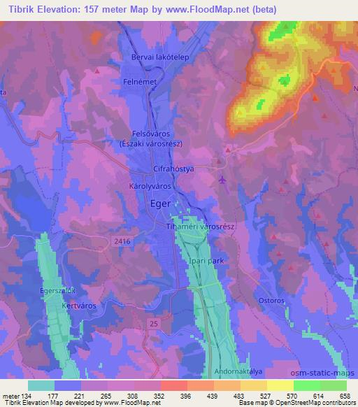 Tibrik,Hungary Elevation Map