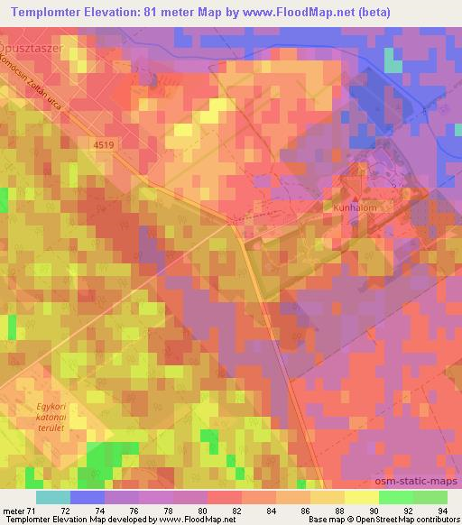 Templomter,Hungary Elevation Map