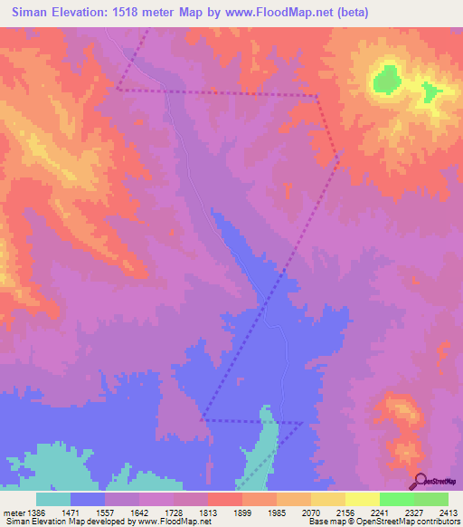 Siman,Iran Elevation Map
