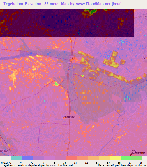 Tegehalom,Hungary Elevation Map
