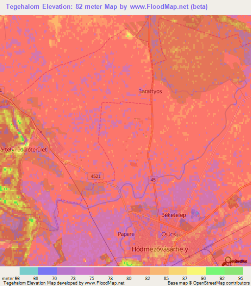 Tegehalom,Hungary Elevation Map