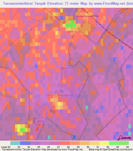 Tarnaszentmiklosi Tanyak,Hungary Elevation Map