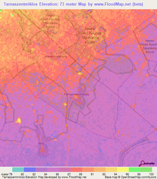 Tarnaszentmiklos,Hungary Elevation Map