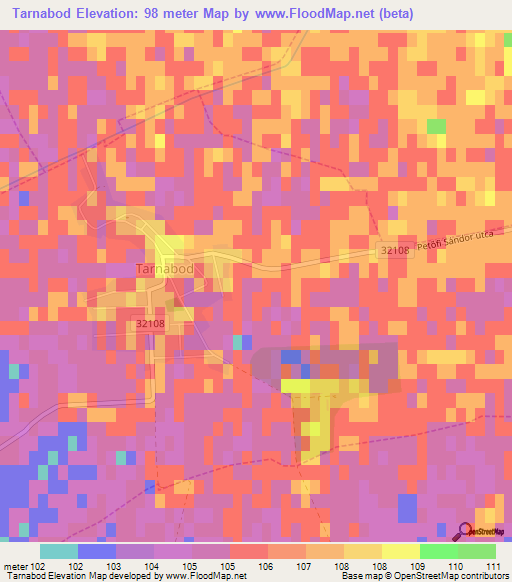 Tarnabod,Hungary Elevation Map