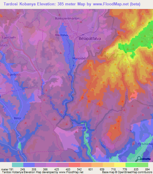 Tardosi Kobanya,Hungary Elevation Map