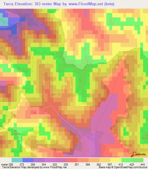 Tarca,Hungary Elevation Map