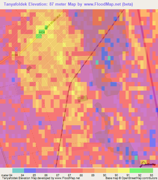 Tanyafoldek,Hungary Elevation Map