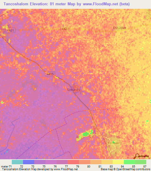 Tancoshalom,Hungary Elevation Map