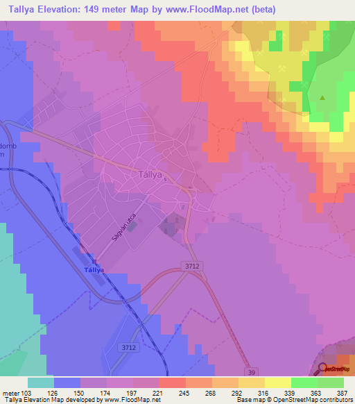Tallya,Hungary Elevation Map