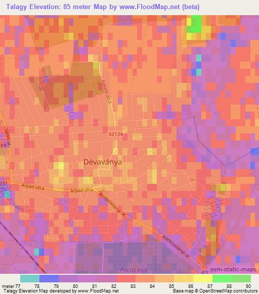 Talagy,Hungary Elevation Map