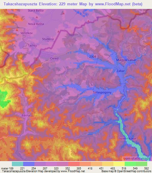 Takacshazapuszta,Hungary Elevation Map